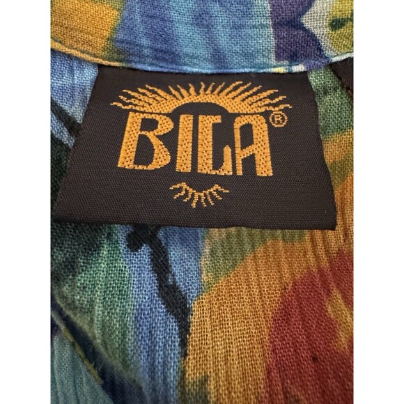 Vintage Bila California  Maxi Dress Women's Patchwork Blue Sunflower M 90s Boho - Picture 6 of 8